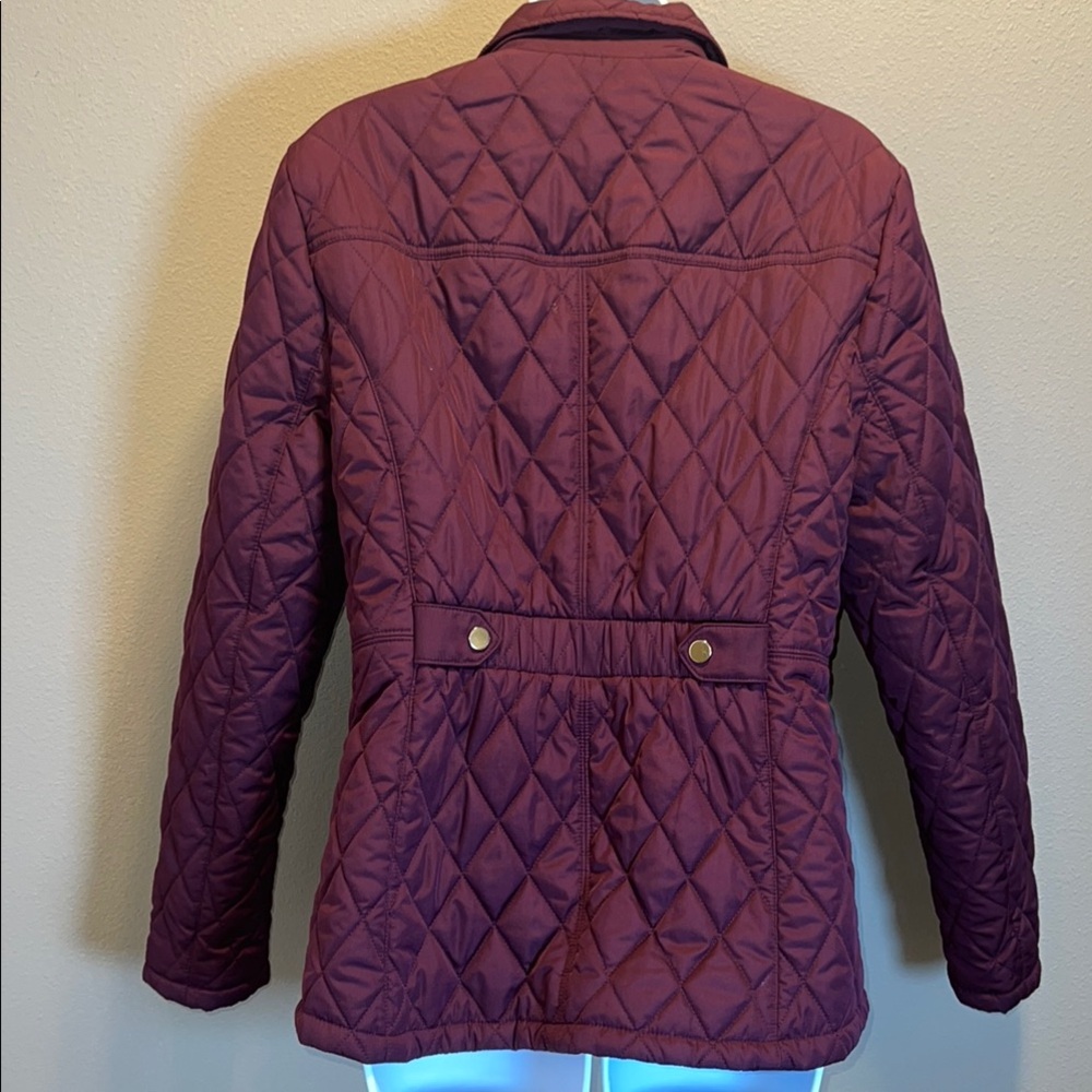Charter Club Women’s Burgundy Puffer Jacket Quilted Insulated Gold Hardware SZ M - Picture 10 of 16
